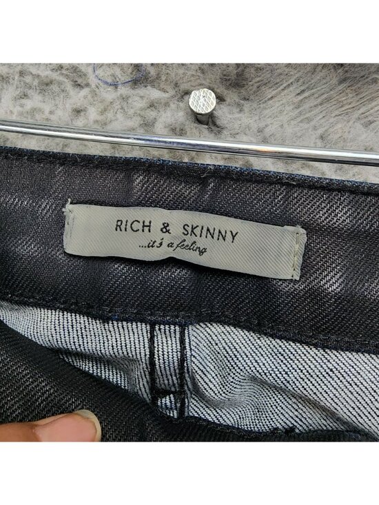 Rich & Skinny Jeans Womens 28 Black Stretch Coated Denim Skinny - Picture 4 of 14